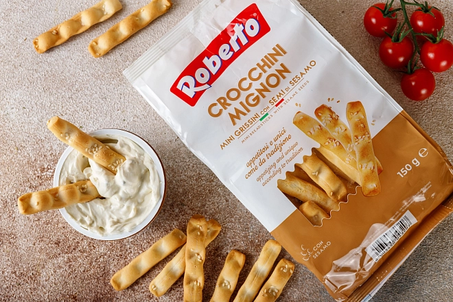 Палочки Хлебные Гриссини Кроккини миньон с кунжутом "Roberto" 150г